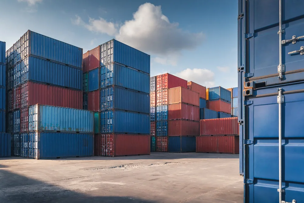 Stacked shipping containers at the depot